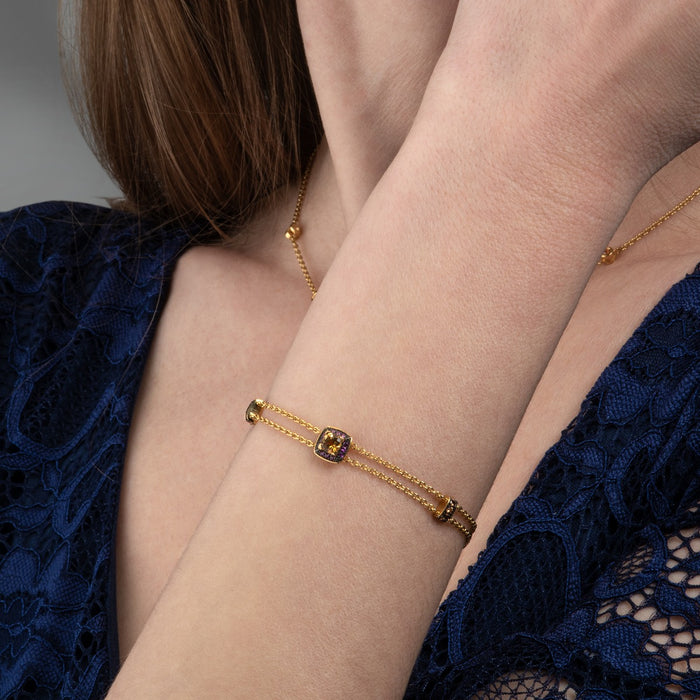 Citrine and Pink Sapphire Bracelet in 18K Yellow Gold