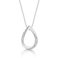 Open Pear Diamond Drop Necklace with 0.11ct Diamonds 9K White Gold
