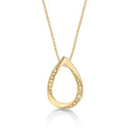 Open Pear Diamond Drop Necklace with 0.11ct Diamonds 9K Yellow Gold
