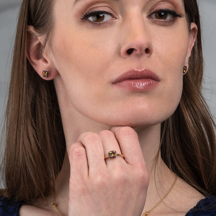 Citrine and Pink Sapphire Ring in 18K Yellow Gold