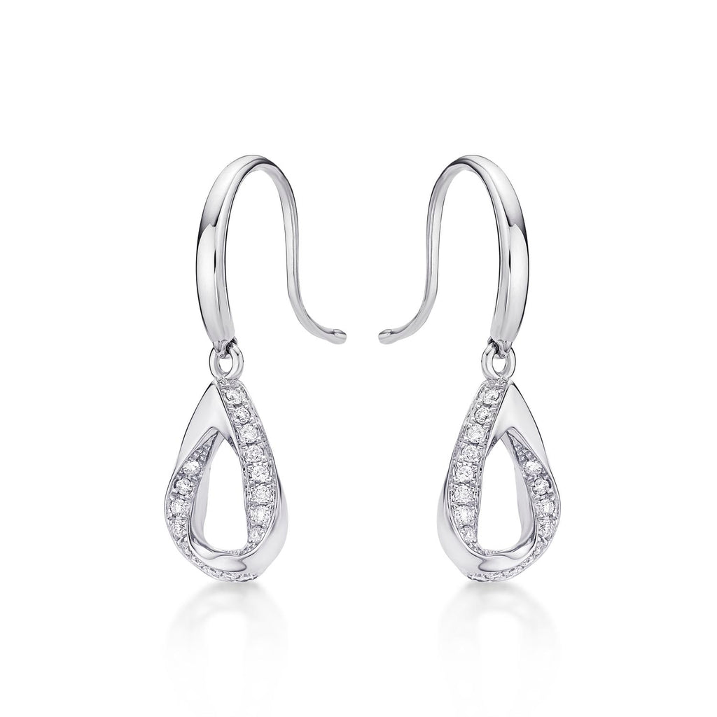 Open Pear Diamond Drop Earrings with 0.20ct Diamonds 9K White Gold