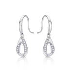 Open Pear Diamond Drop Earrings with 0.20ct Diamonds 9K White Gold