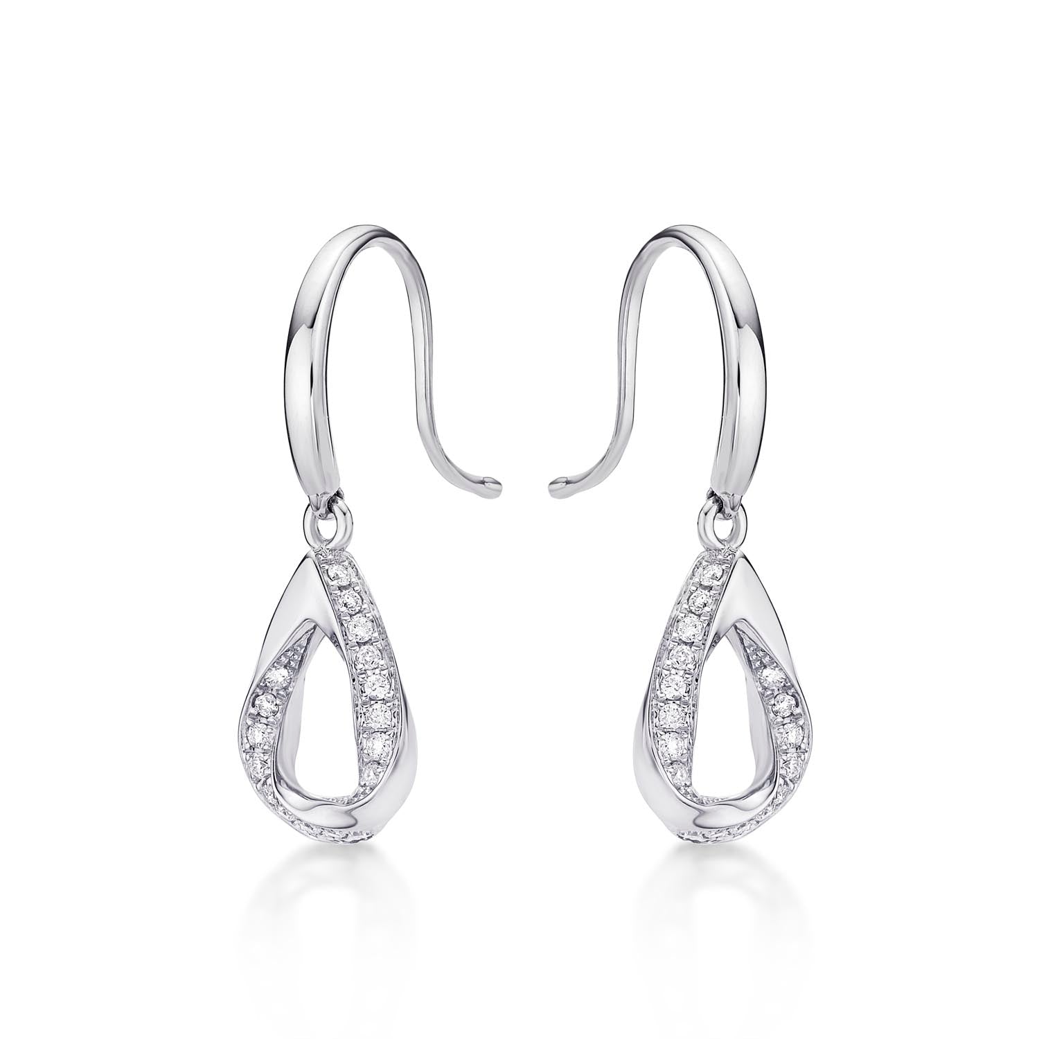 Open Pear Diamond Drop Earrings with 0.20ct Diamonds 9K White Gold