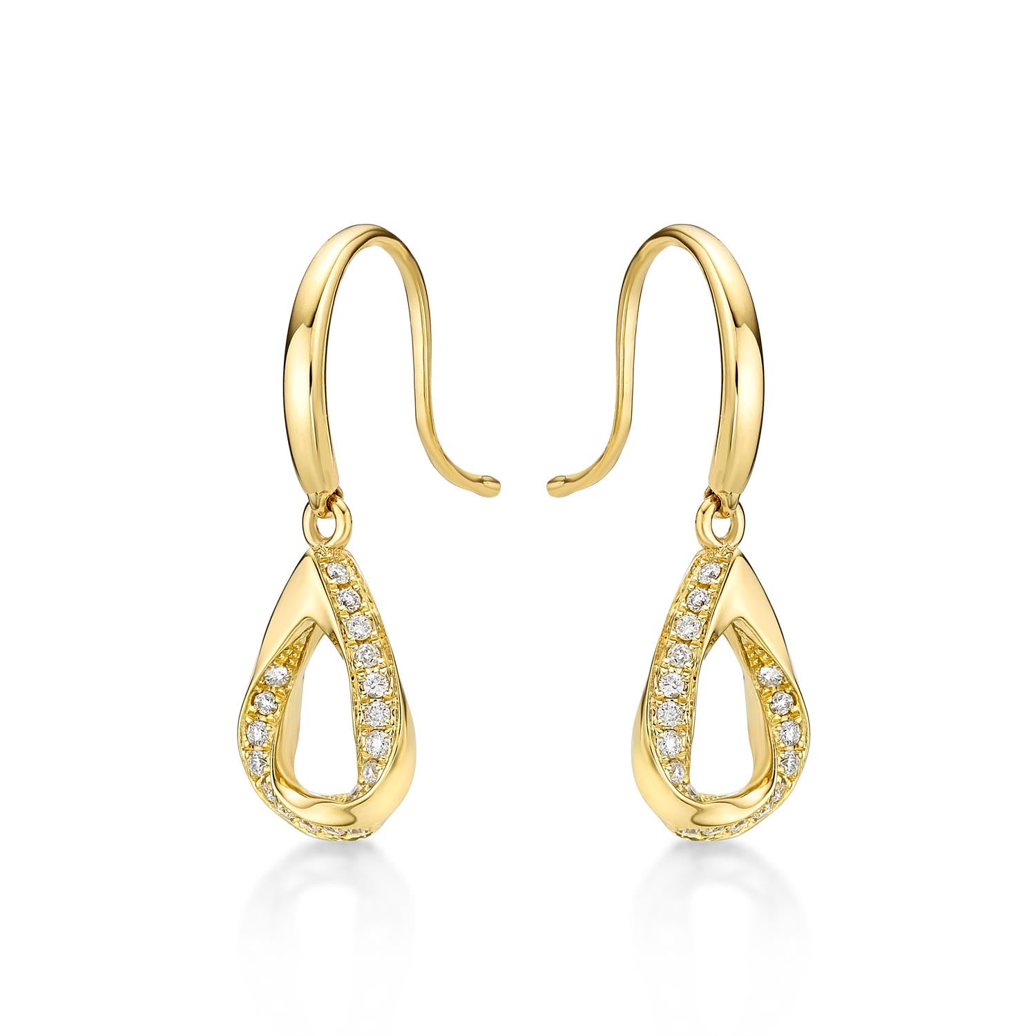 Open Pear Diamond Drop Earrings with 0.20ct Diamonds 9K Yellow Gold