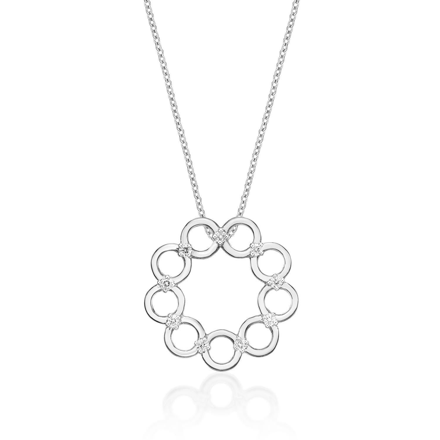 Infinity Diamond Pendant Necklace 0.16ct Diamonds in 9K White Gold