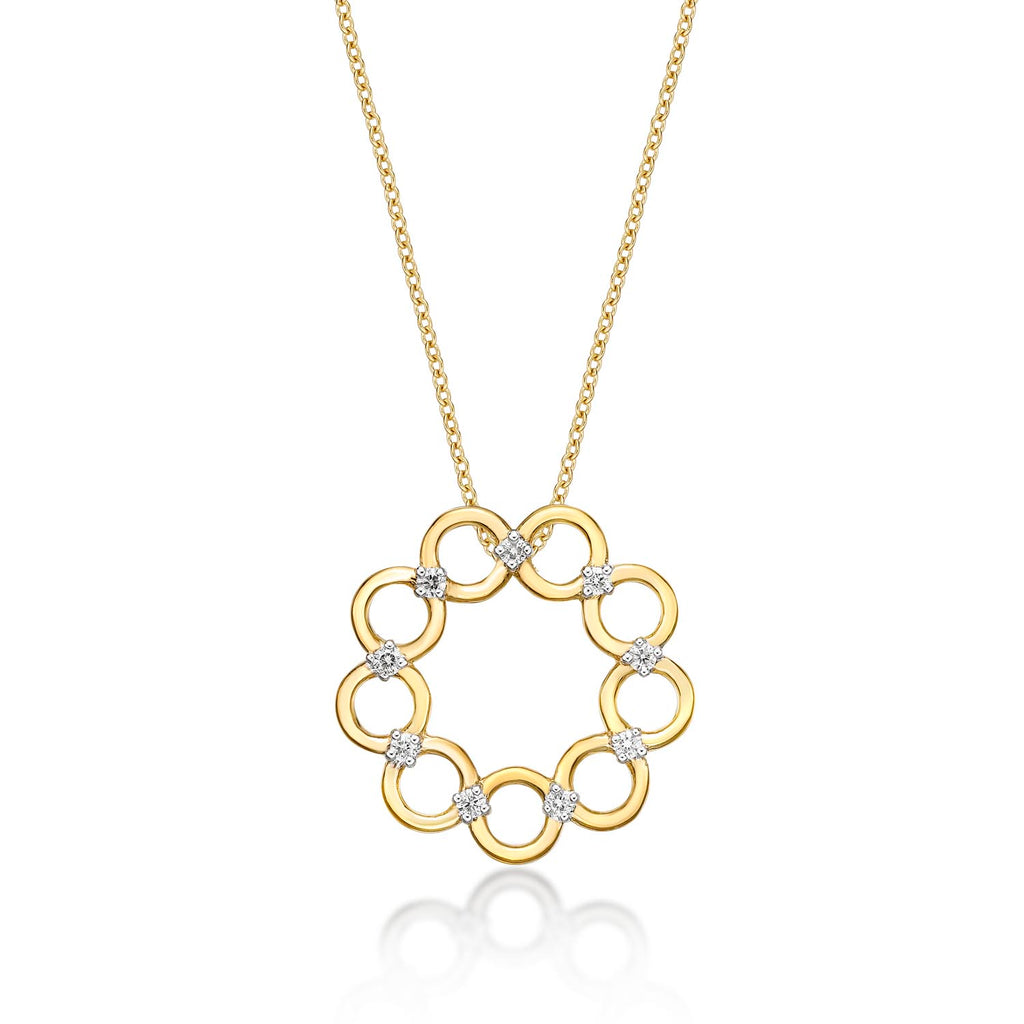 Infinity Diamond Pendant Necklace 0.16ct Diamonds in 9K Yellow Gold