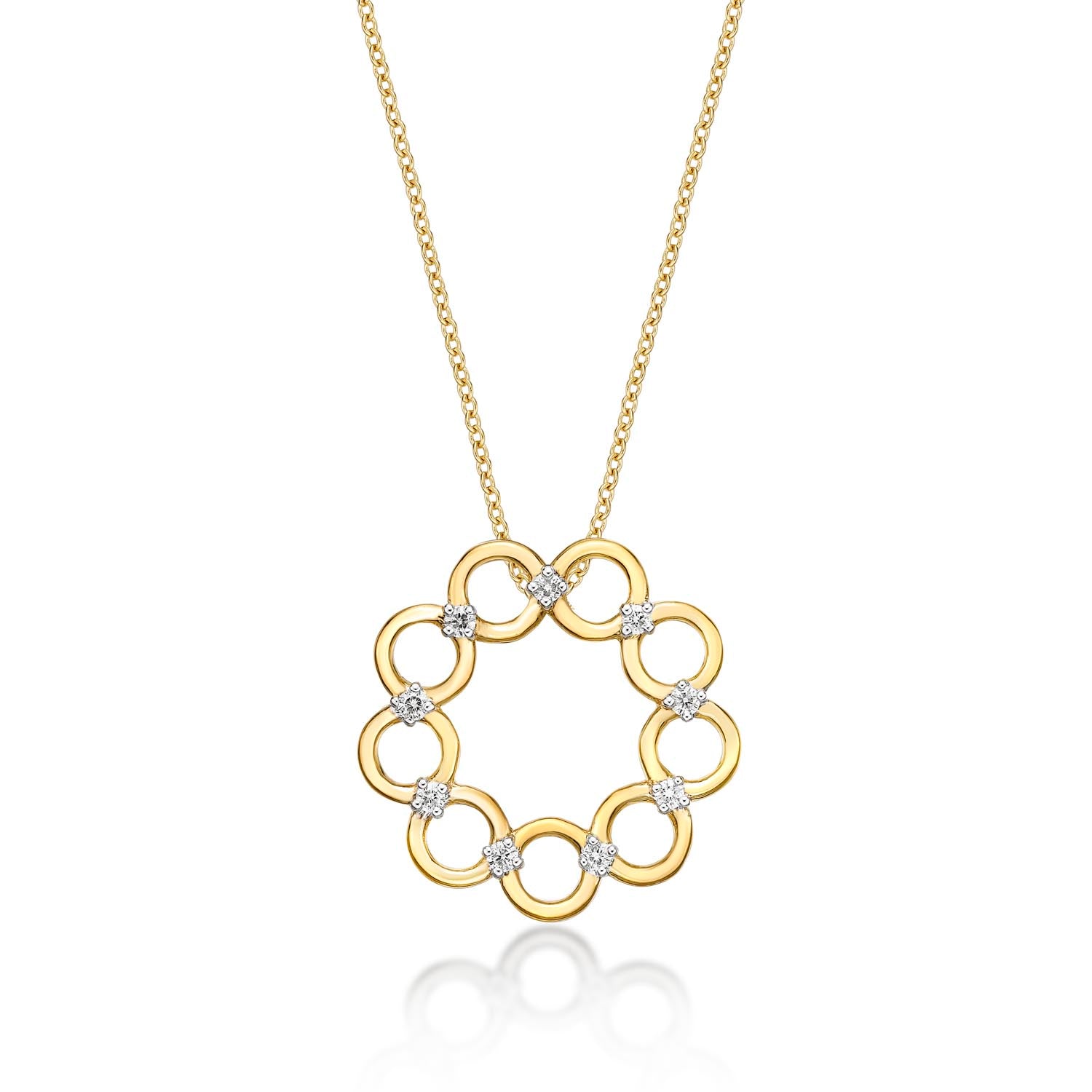 Infinity Diamond Pendant Necklace 0.16ct Diamonds in 9K Yellow Gold