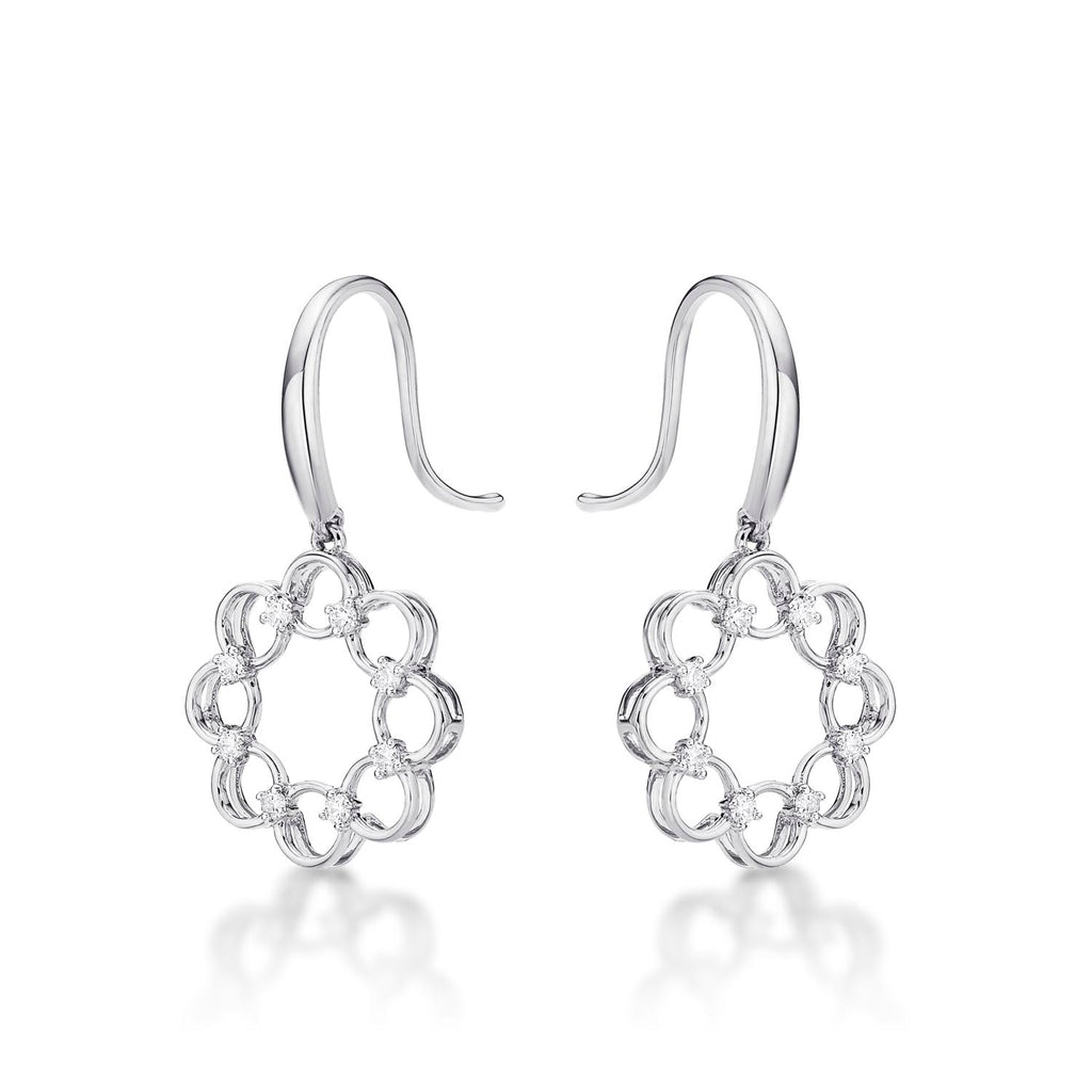 Infinity Diamond Drop Earrings 0.20ct Diamonds in 9K White Gold