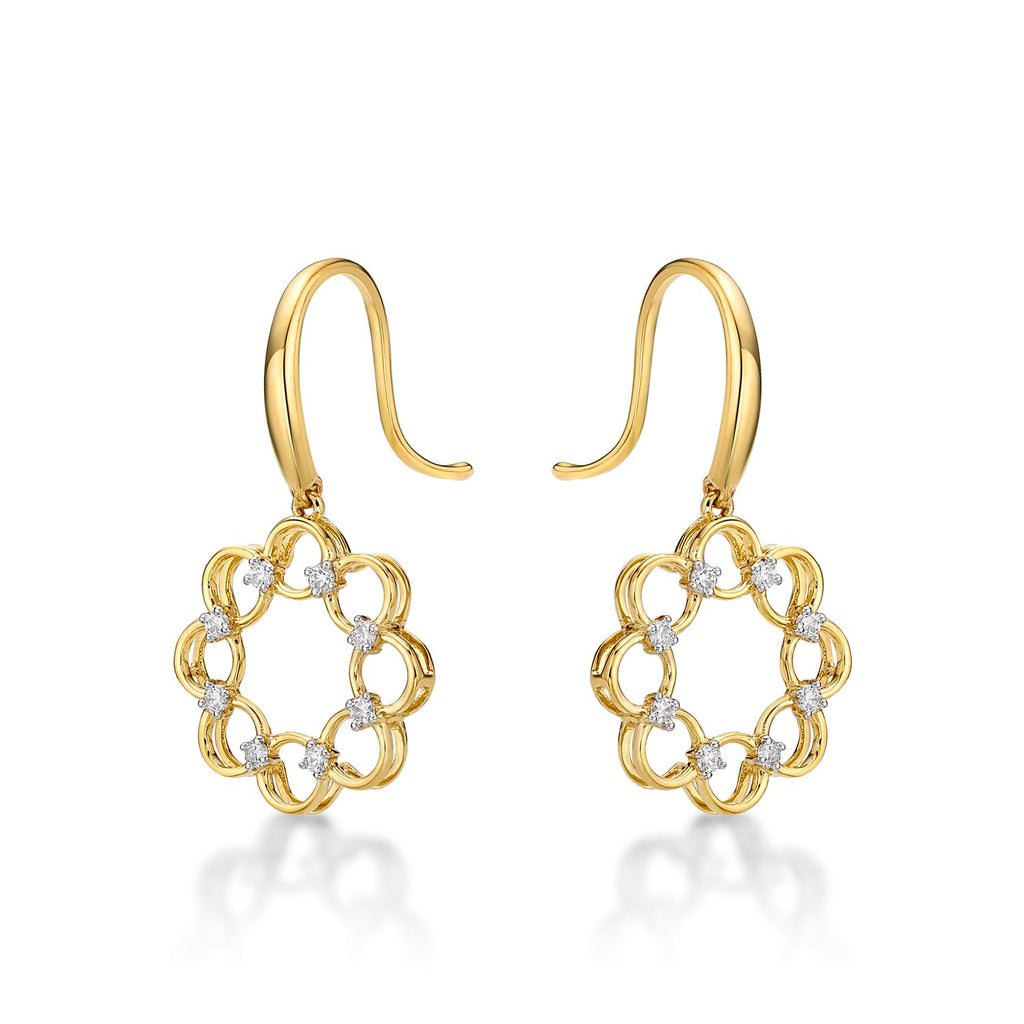 Infinity Diamond Drop Earrings 0.20ct Diamonds in 9K Yellow Gold