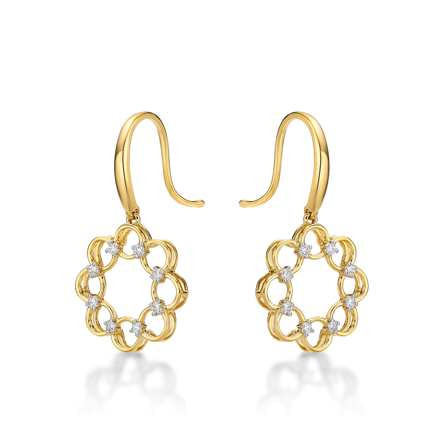 Infinity Diamond Drop Earrings 0.20ct Diamonds in 9K Yellow Gold