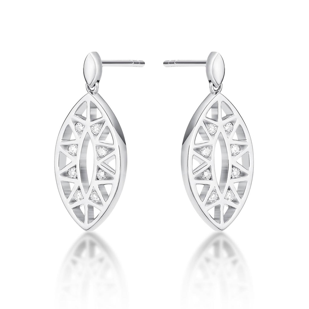Sparkling Eye Diamond Drop Earrings 0.20ct Diamonds in 9K White Gold