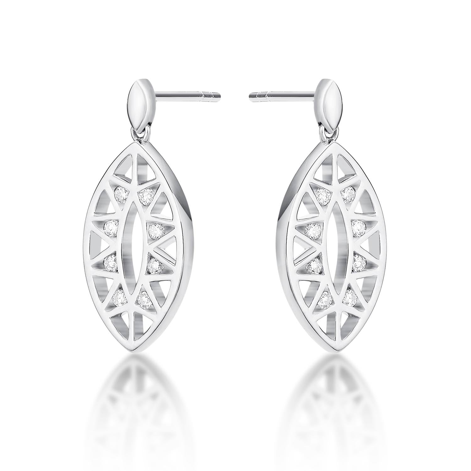 Sparkling Eye Diamond Drop Earrings 0.20ct Diamonds in 9K White Gold