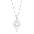 Rhombus Diamond Pendant Necklace 0.15ct Diamonds in 9K White Gold