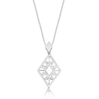Rhombus Diamond Pendant Necklace 0.15ct Diamonds in 9K White Gold