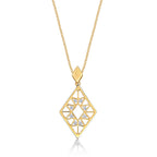 Rhombus Diamond Pendant Necklace 0.15ct Diamonds in 9K Yellow Gold
