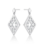 Rhombus Diamond Drop Earrings 0.19ct Diamonds in 9K White Gold