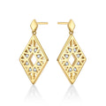 Rhombus Diamond Drop Earrings 0.19ct Diamonds in 9K Yellow Gold