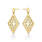 Rhombus Diamond Drop Earrings 0.19ct Diamonds in 9K Yellow Gold
