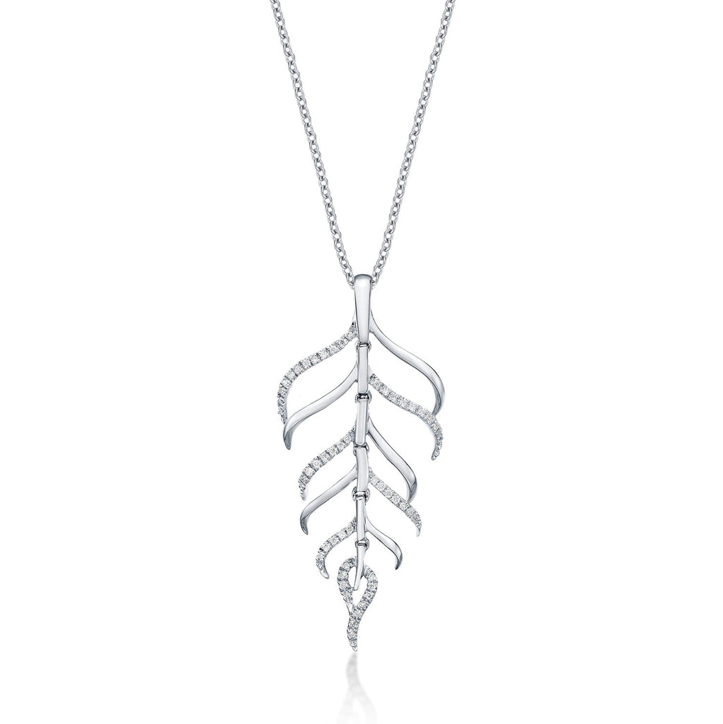 Diamond Palm Pendant Necklace 0.15ct Diamonds in 9K White Gold