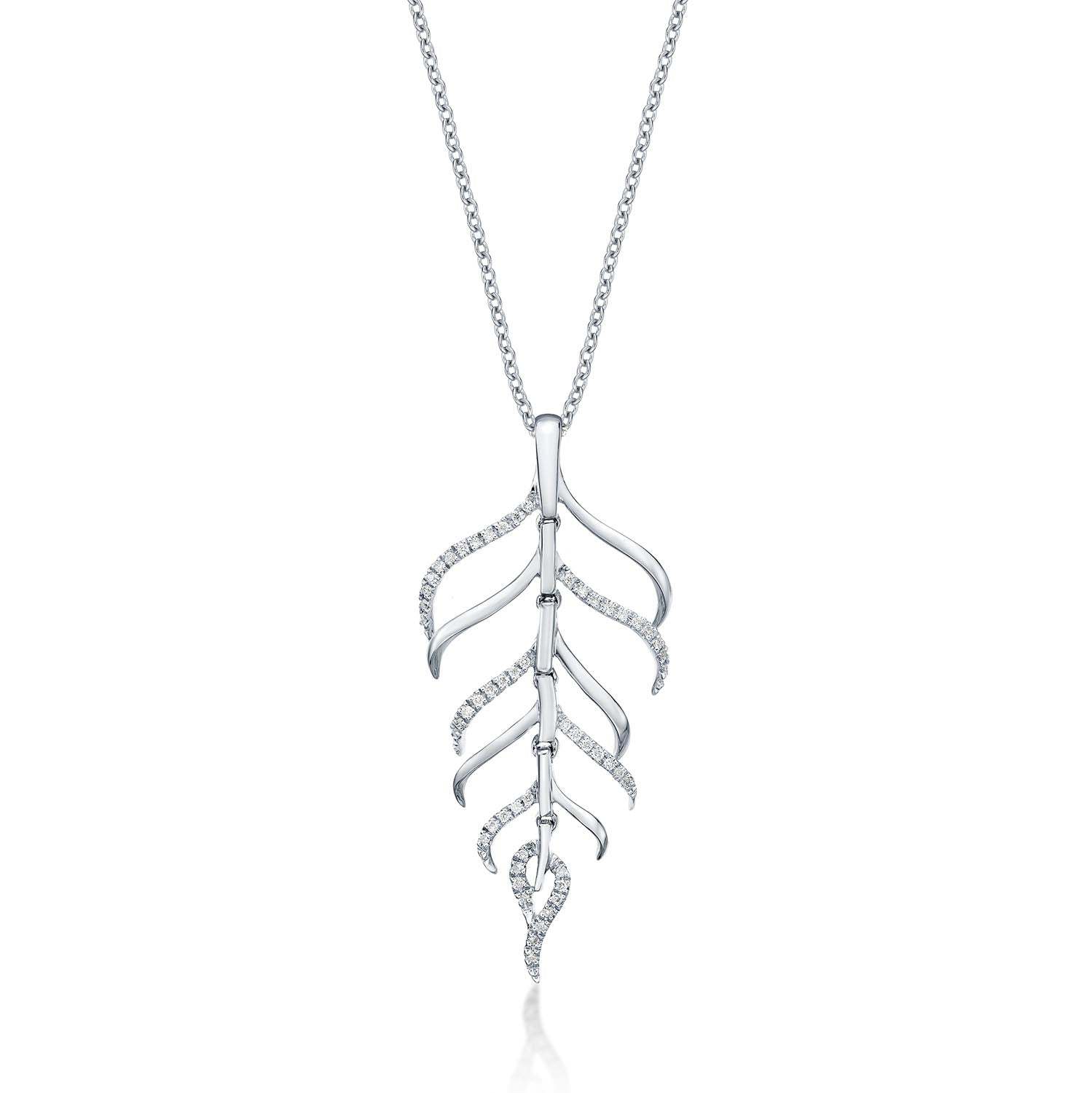 Diamond Palm Pendant Necklace 0.15ct Diamonds in 9K White Gold