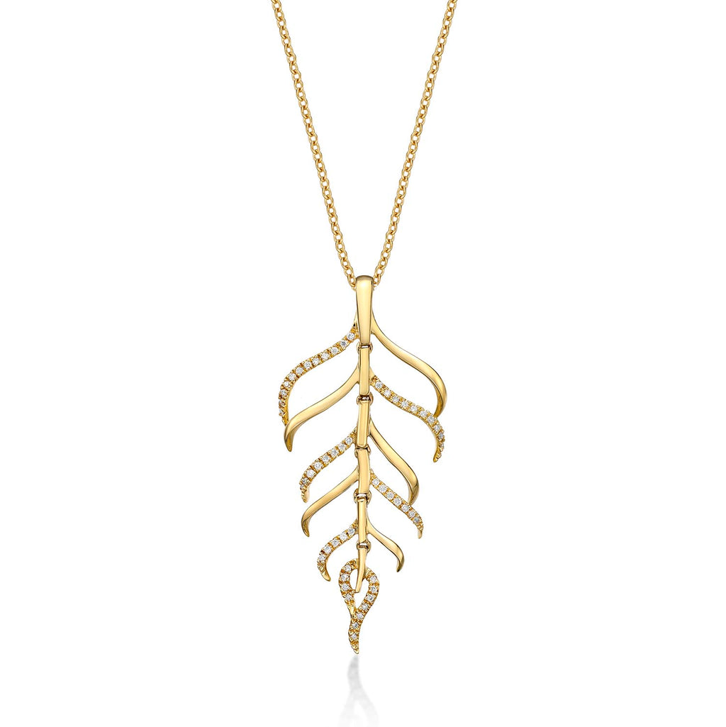 Diamond Palm Pendant Necklace 0.15ct Diamonds in 9K Yellow Gold