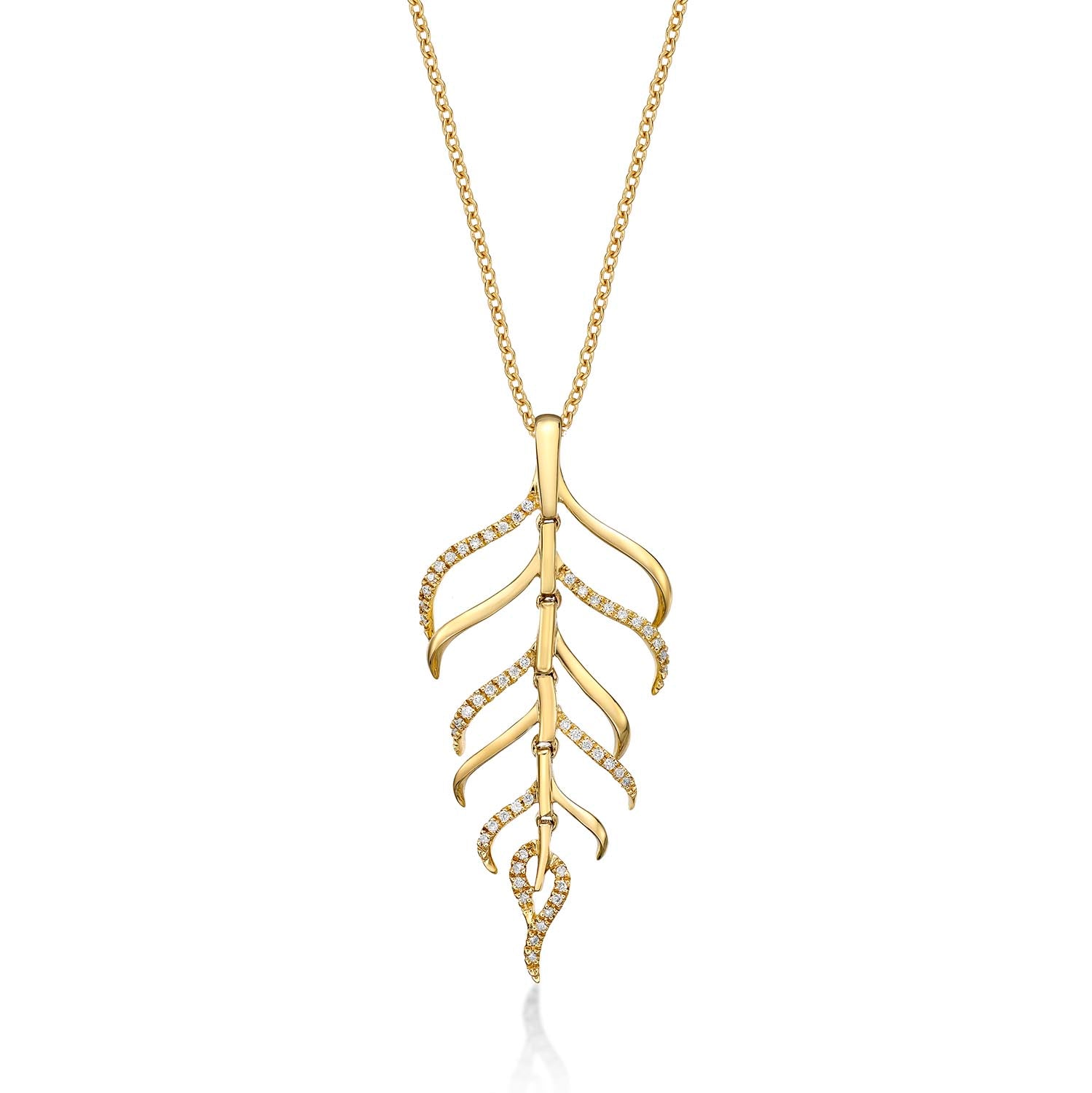 Diamond Palm Pendant Necklace 0.15ct Diamonds in 9K Yellow Gold