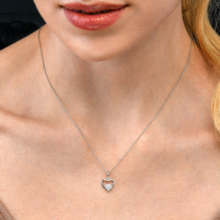 Pure Diamond Heart Pendant 0.05ct Diamond 18K White Gold