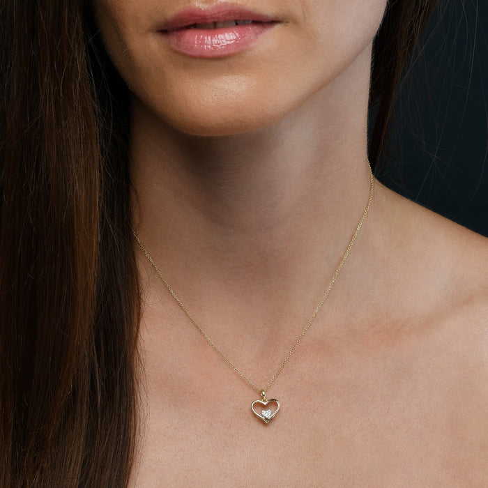 Pure Diamond Heart Pendant 0.05ct Diamond 9K Yellow Gold