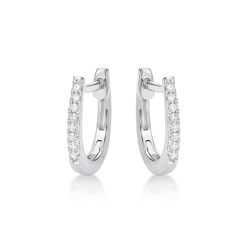 Tini Diamond Hoop Earrings 0.11ct Diamonds in 9K White Gold