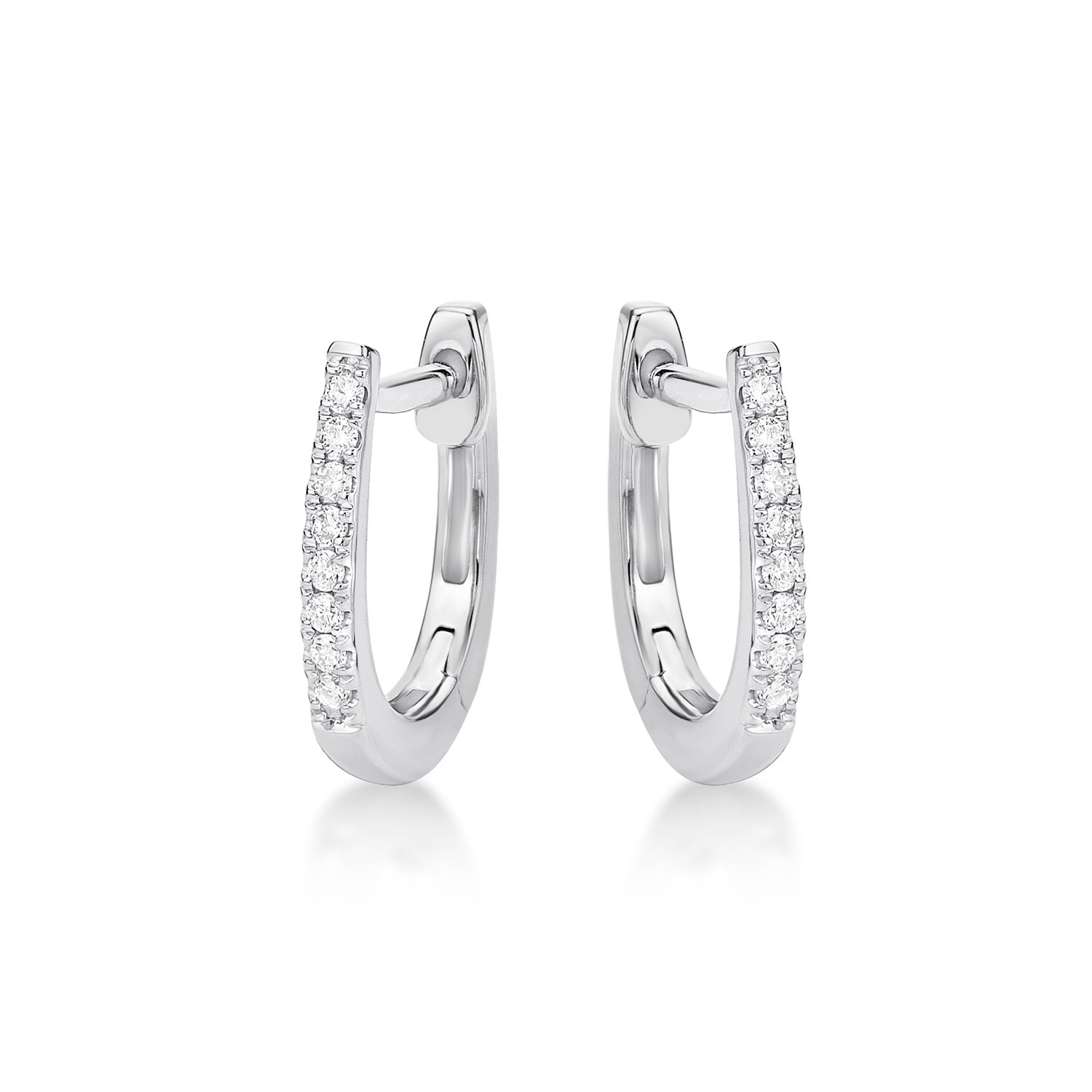 Tini Diamond Hoop Earrings 0.11ct Diamonds in 9K White Gold