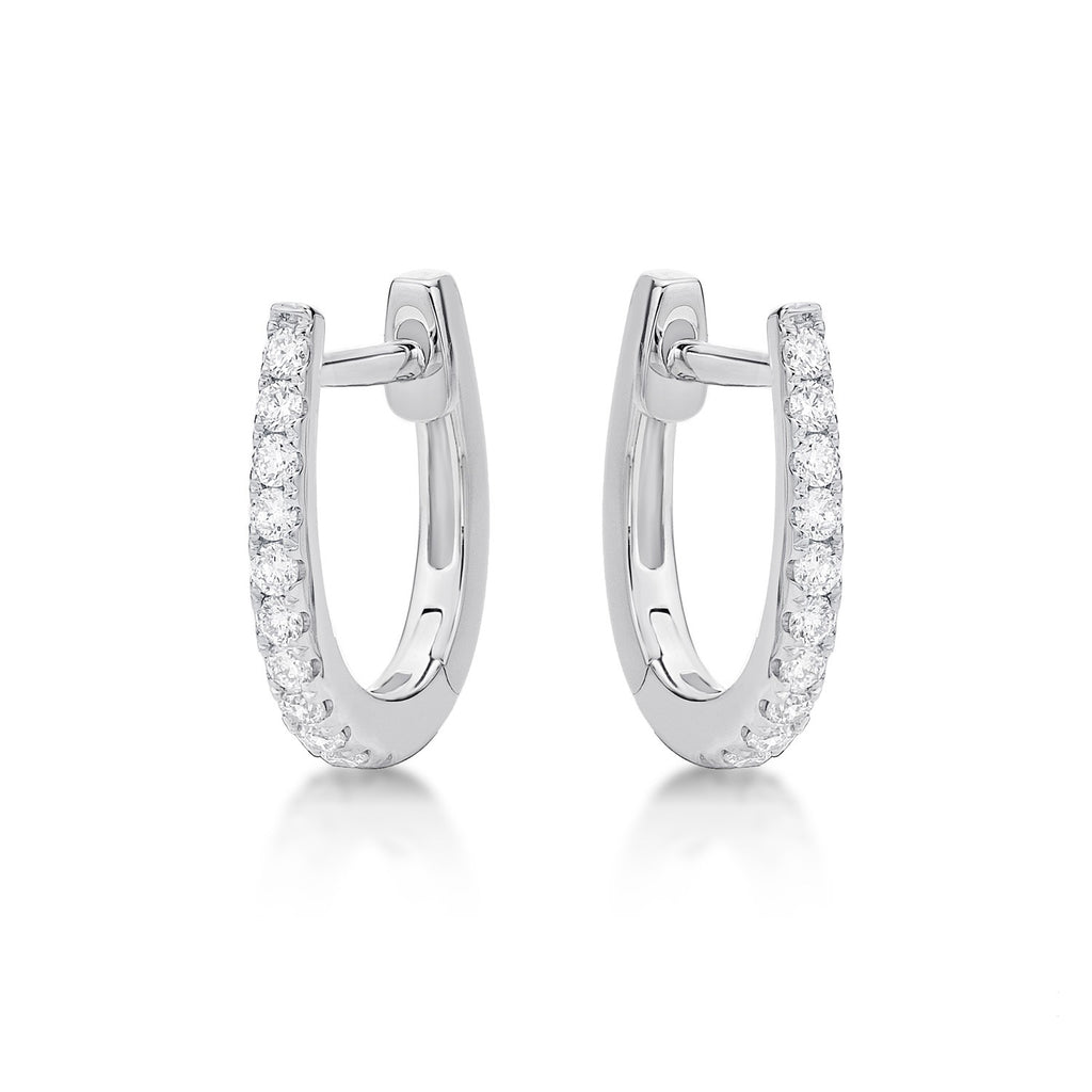 Medium Diamond Hoop Earrings 0.22ct Diamonds in 9K White Gold