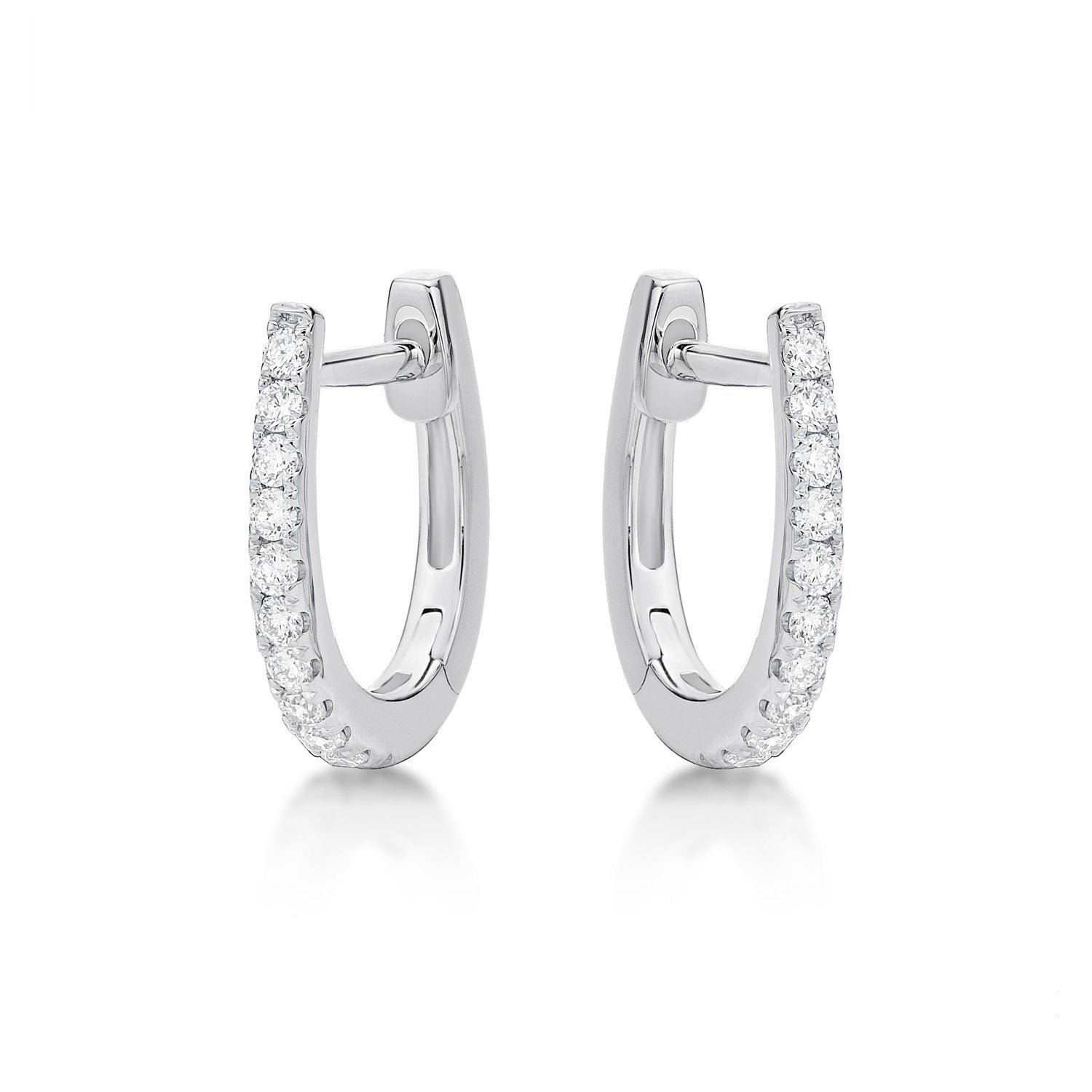 Medium Diamond Hoop Earrings 0.22ct Diamonds in 9K White Gold