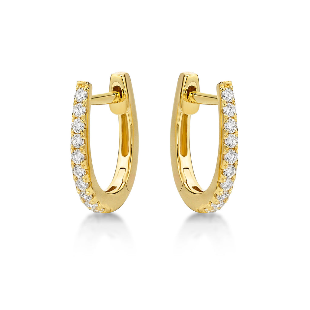 Medium Diamond Hoop Earrings 0.22ct Diamonds in 9K Yellow Gold