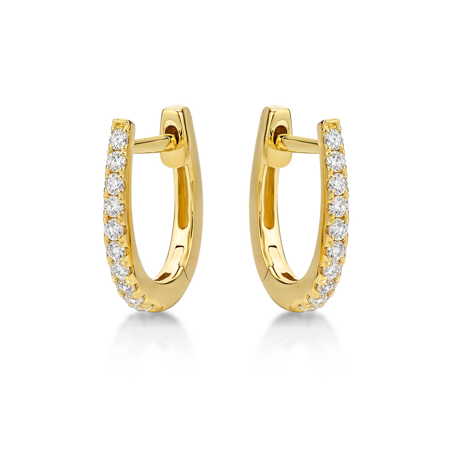 Medium Diamond Hoop Earrings 0.22ct Diamonds in 9K Yellow Gold