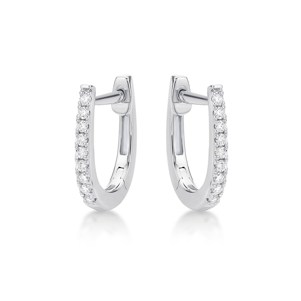 Mini Diamond Hoop Earrings 0.16ct Diamonds in 9K White Gold