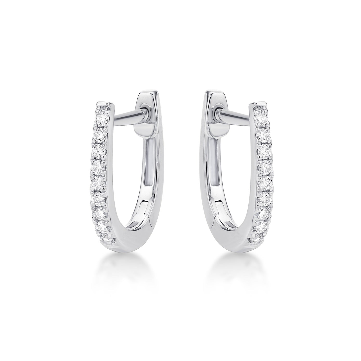 Mini Diamond Hoop Earrings 0.16ct Diamonds in 9K White Gold