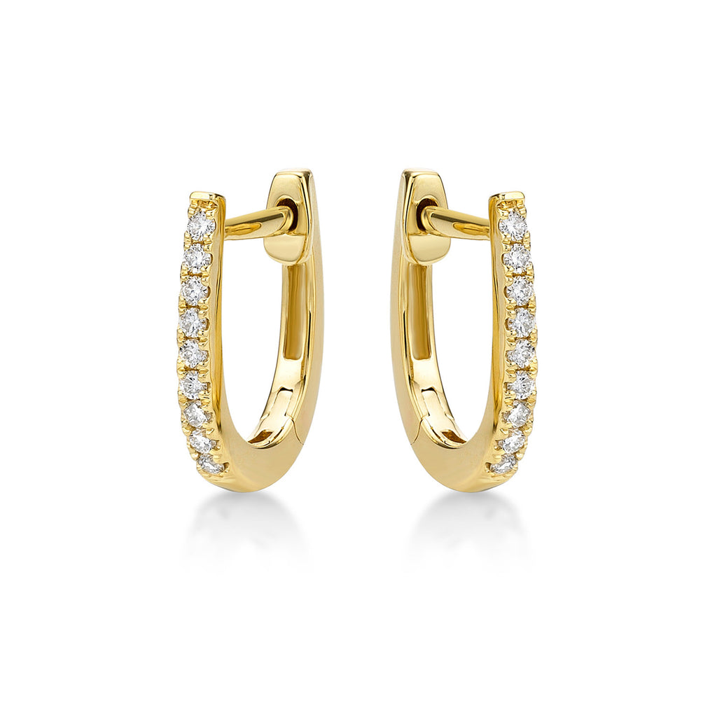 Mini Diamond Hoop Earrings 0.16ct Diamonds in 9K Yellow Gold