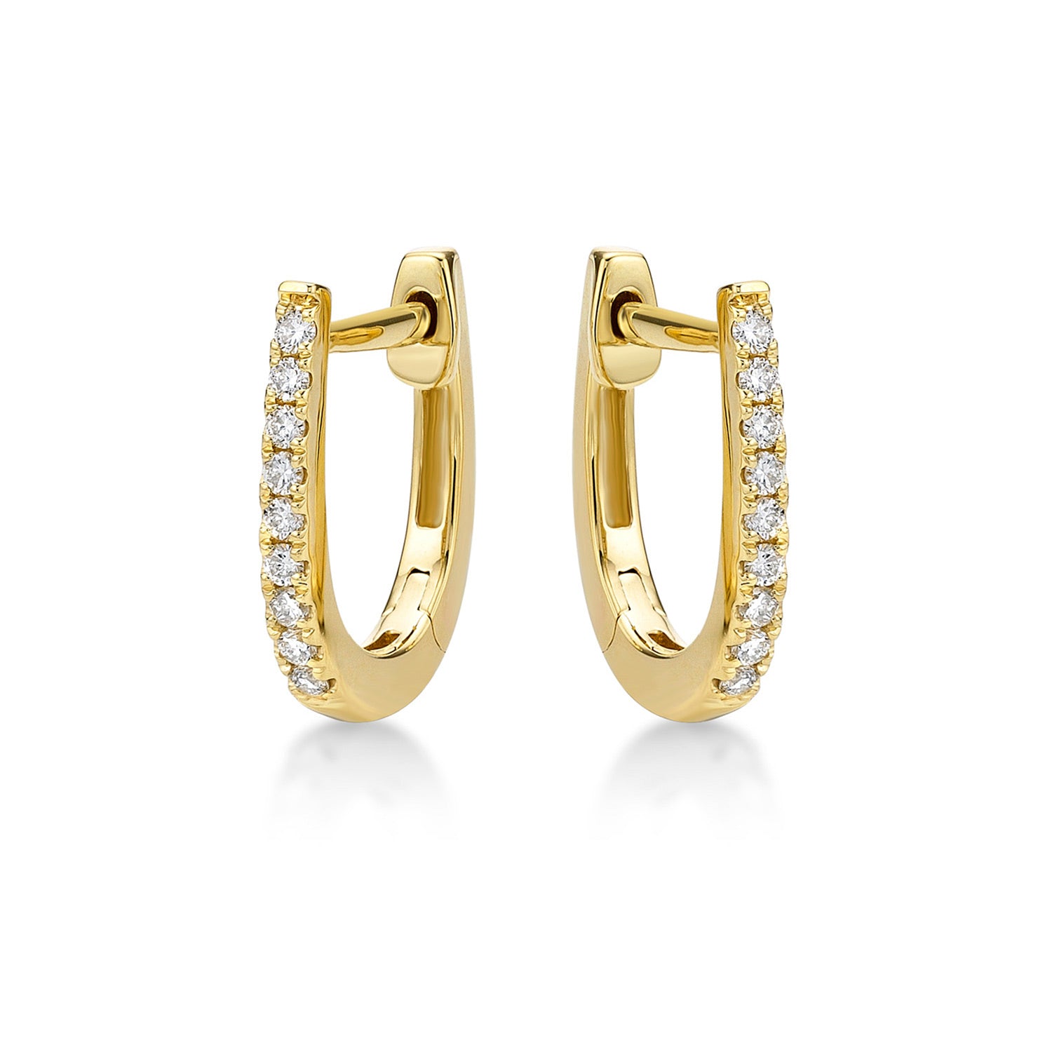 Mini Diamond Hoop Earrings 0.16ct Diamonds in 9K Yellow Gold