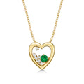 Heart Emerald Pendant Necklace with 0.07ct Diamonds 9K Yellow Gold