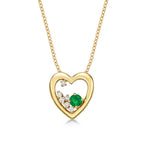 Heart Emerald Pendant Necklace with 0.07ct Diamonds 9K Yellow Gold