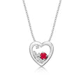 Heart Ruby Pendant Necklace with 0.07ct Diamonds 9K White Gold