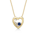 Heart Blue Sapphire Pendant Necklace with 0.07ct Diamonds 9K Yellow Gold