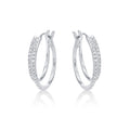 Small Twin Hoop Diamond Hoop Earrings 0.14ct Diamonds 9K White Gold