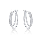 Small Twin Hoop Diamond Hoop Earrings 0.14ct Diamonds 9K White Gold