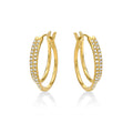 Small Twin Hoop Diamond Hoop Earrings 0.14ct Diamonds 9K Yellow Gold