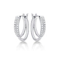 Twin Hoop Diamond Hoop Earrings 0.24ct Diamonds in 9K White Gold