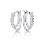 Twin Hoop Diamond Hoop Earrings 0.24ct Diamonds in 9K White Gold