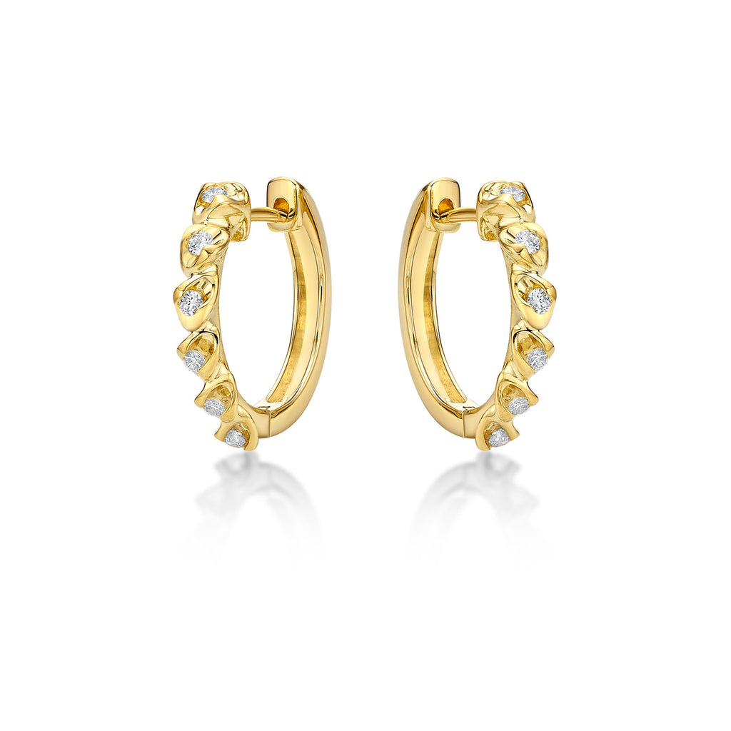 Diamond Eye Diamond Hoop Earrings 0.14ct Diamonds in 9K Yellow Gold