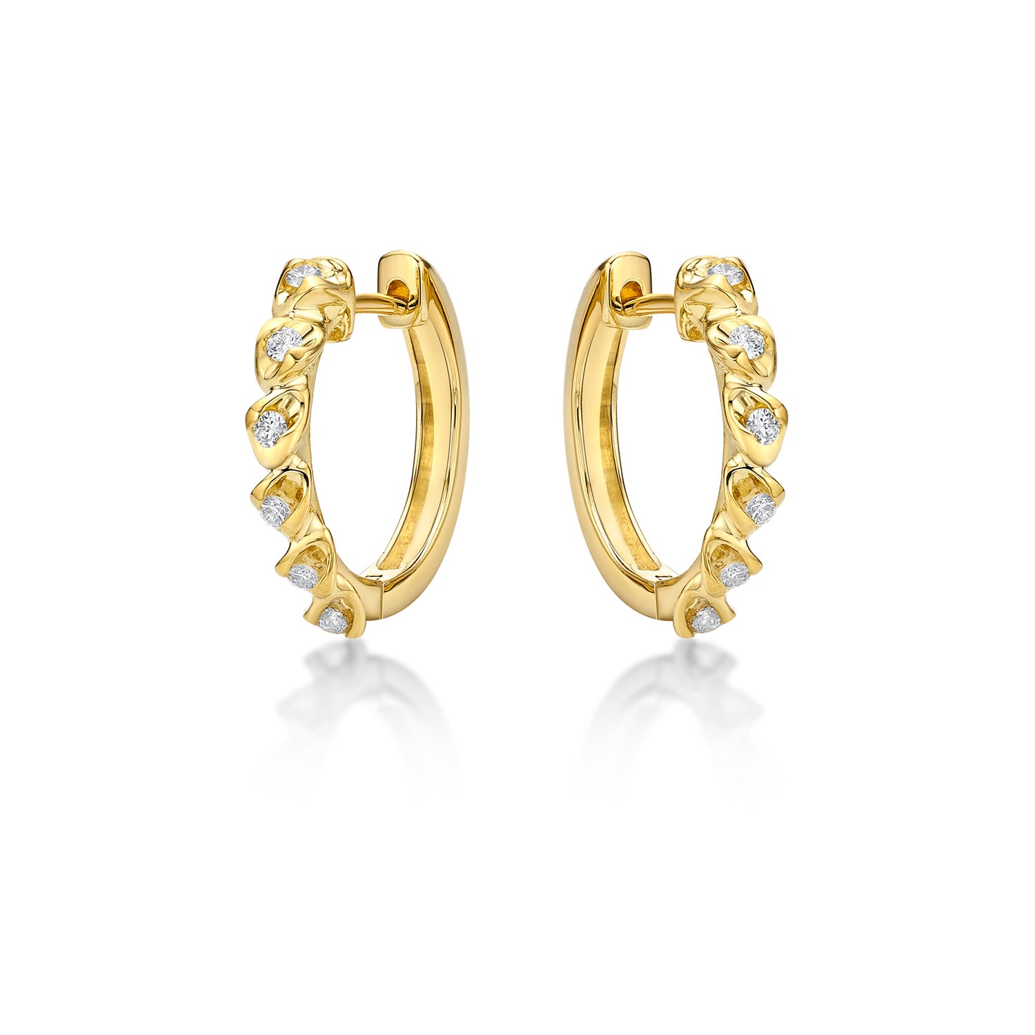 Diamond Eye Diamond Hoop Earrings 0.14ct Diamonds in 9K Yellow Gold