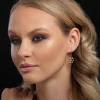 Gold chandelier earrings with coloured gemstones